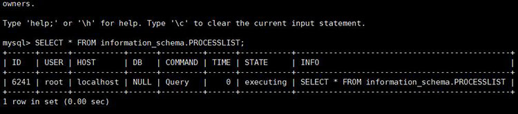 mysql查询正在执行的进程